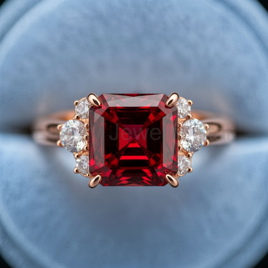 Valencia‘s Crimson | Asscher Cut Ruby Engagement Ring - image 4