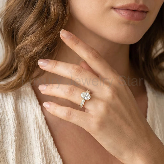 Astra’s Promise | 3CT Oval Diamond Pavé Solitaire Engagement Ring