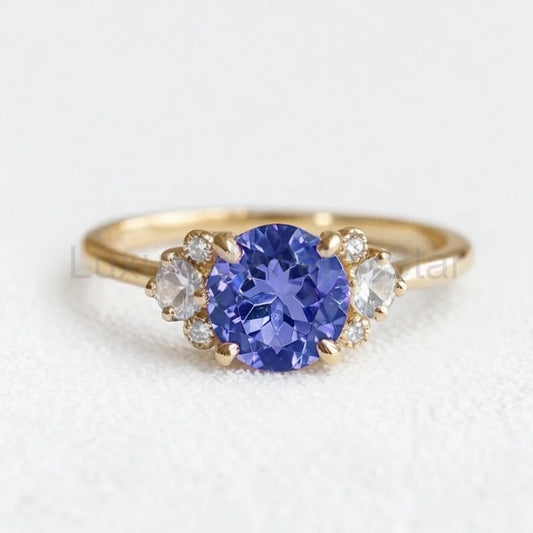 Velvet Twilight | Round Blue-Violet Tanzanite Engagement Ring