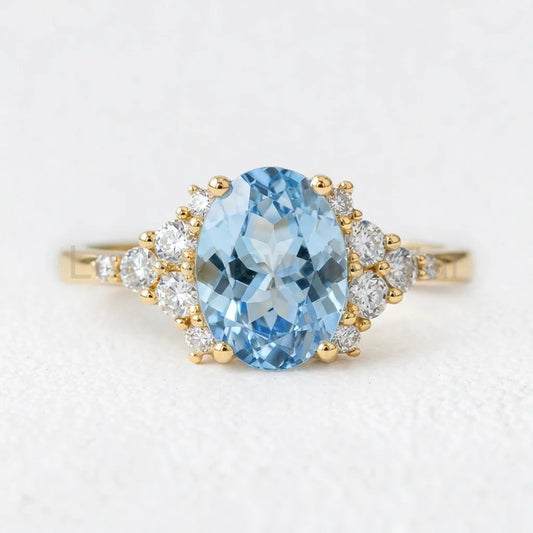 Celeste’s Tide | 2CT Oval Aquamarine Solitaire Engagement Ring