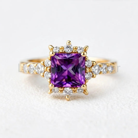 Aurora’s Promise | Princess Cut Purple Sapphire Solitaire Engagement Ring