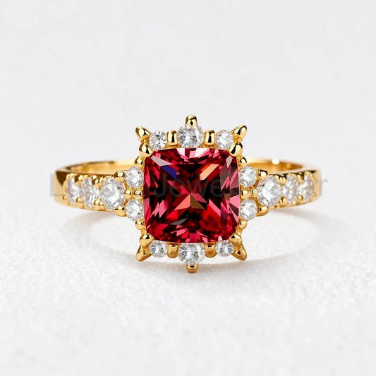 Aurora‘s Cardinal | Princess Cut Ruby Solitaire Engagement Ring
