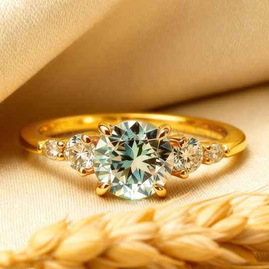 Eveline’s Celeste | 1CT Round Blue Sapphire Engagement Ring