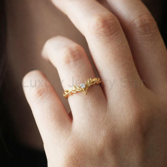 Angel’s Garden | Diamond Leaf Wedding Band