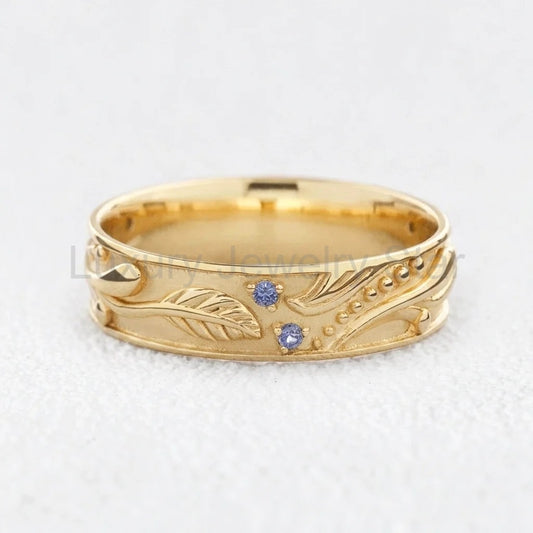 Callisto Dew | Sapphire-Dotted Vine Men's Wedding Band