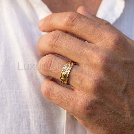 Callisto Dew | Sapphire-Dotted Vine Men's Wedding Band