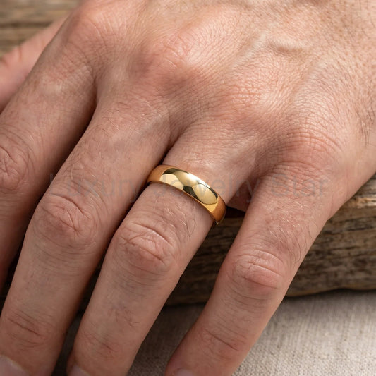 Mirror Arc | 5MM Classic Polished Gold Men's Wedding Band