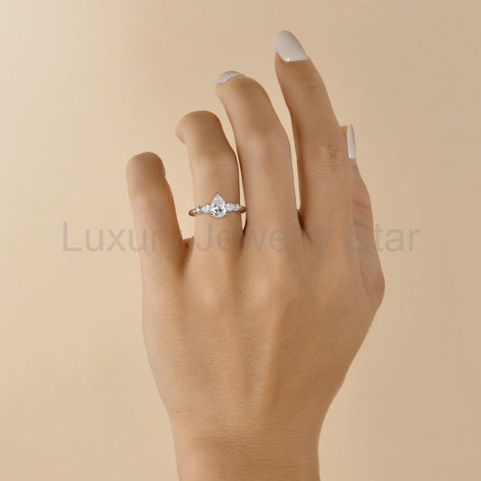 Elara’s Tear | 1CT Pear Diamond Engagement Ring