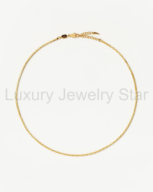 Stylist Gold Cobra Snake Chain Choker In Sterling Silver