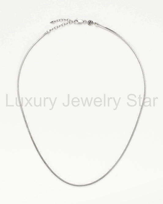 Stylist Short Square Snake Chain Necklace In Sterling Silver