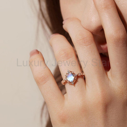 Charlotte’s Mistveil | 1.5CT Oval Opal Vintage Engagement Ring