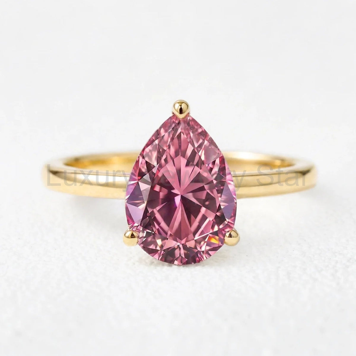 Celina's Reverie | 3CT Pear Cut Pink Sapphire Solitaire Engagement Ring
