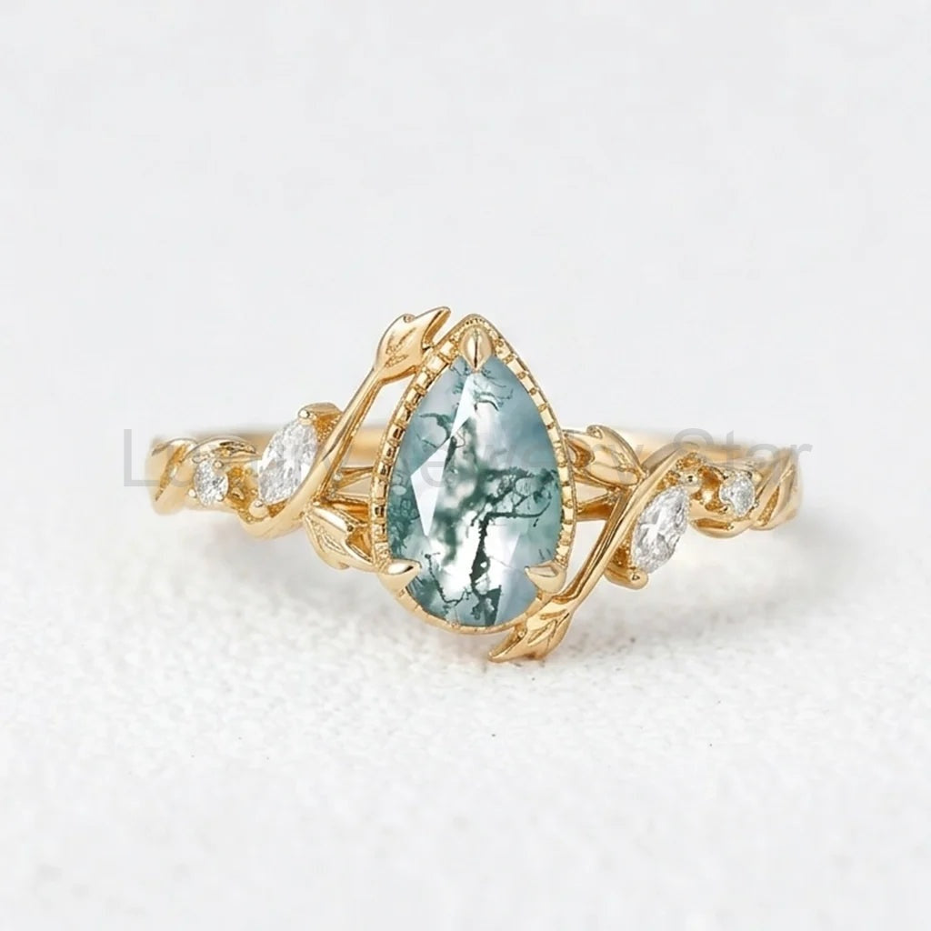 Hazel’s Thicket | Moss Agate Engagement Ring