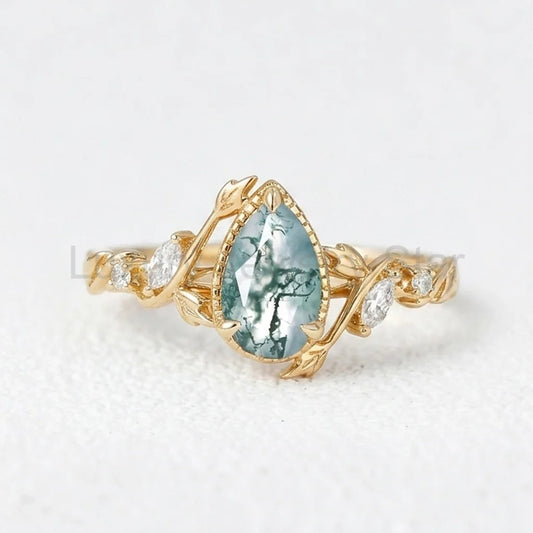Hazel’s Thicket | Moss Agate Engagement Ring