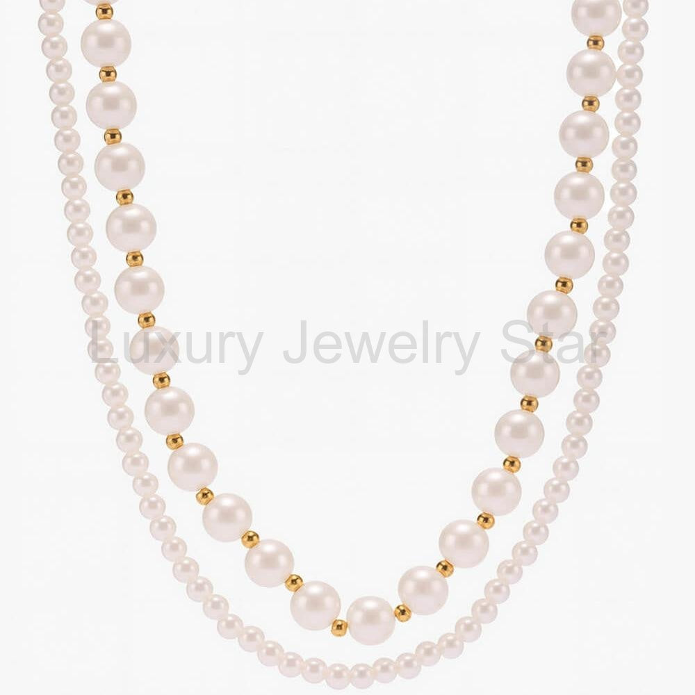Designer Double Pearl Necklace for Elegant Layering