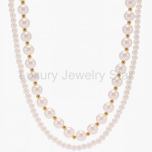 Designer Double Pearl Necklace for Elegant Layering
