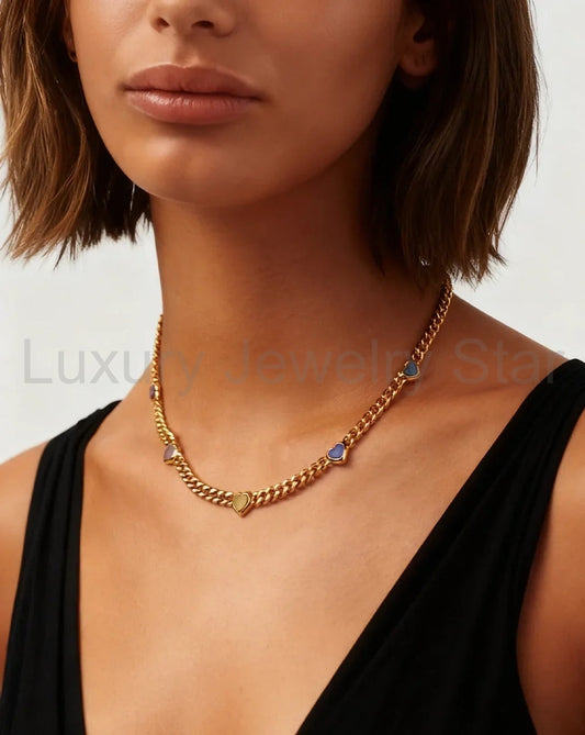 18K Gold Vermeil Jelly Heart Gemstone Charm Necklace - image 2