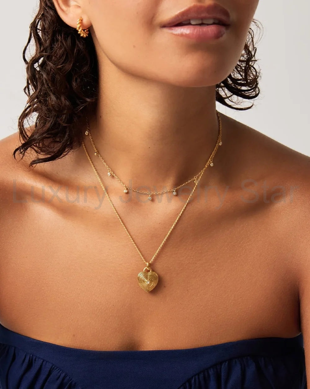 Engravable Heart Ridge Locket Pendant Necklace | 18K Gold Vermeil/Rainbow Moonstone - image 5