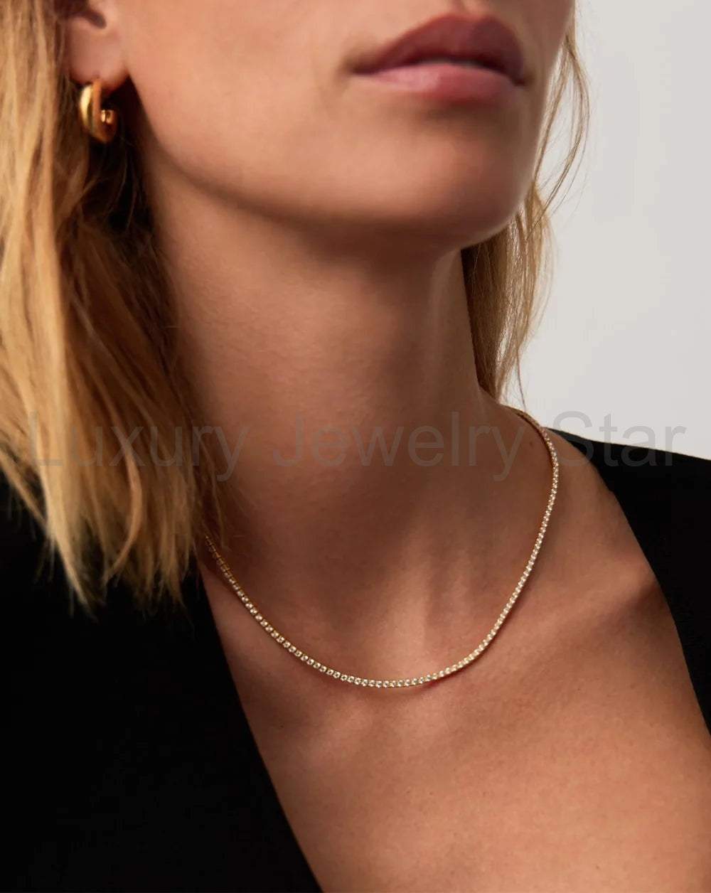 18K Gold Vermeil Classic Tennis Necklace - image 2