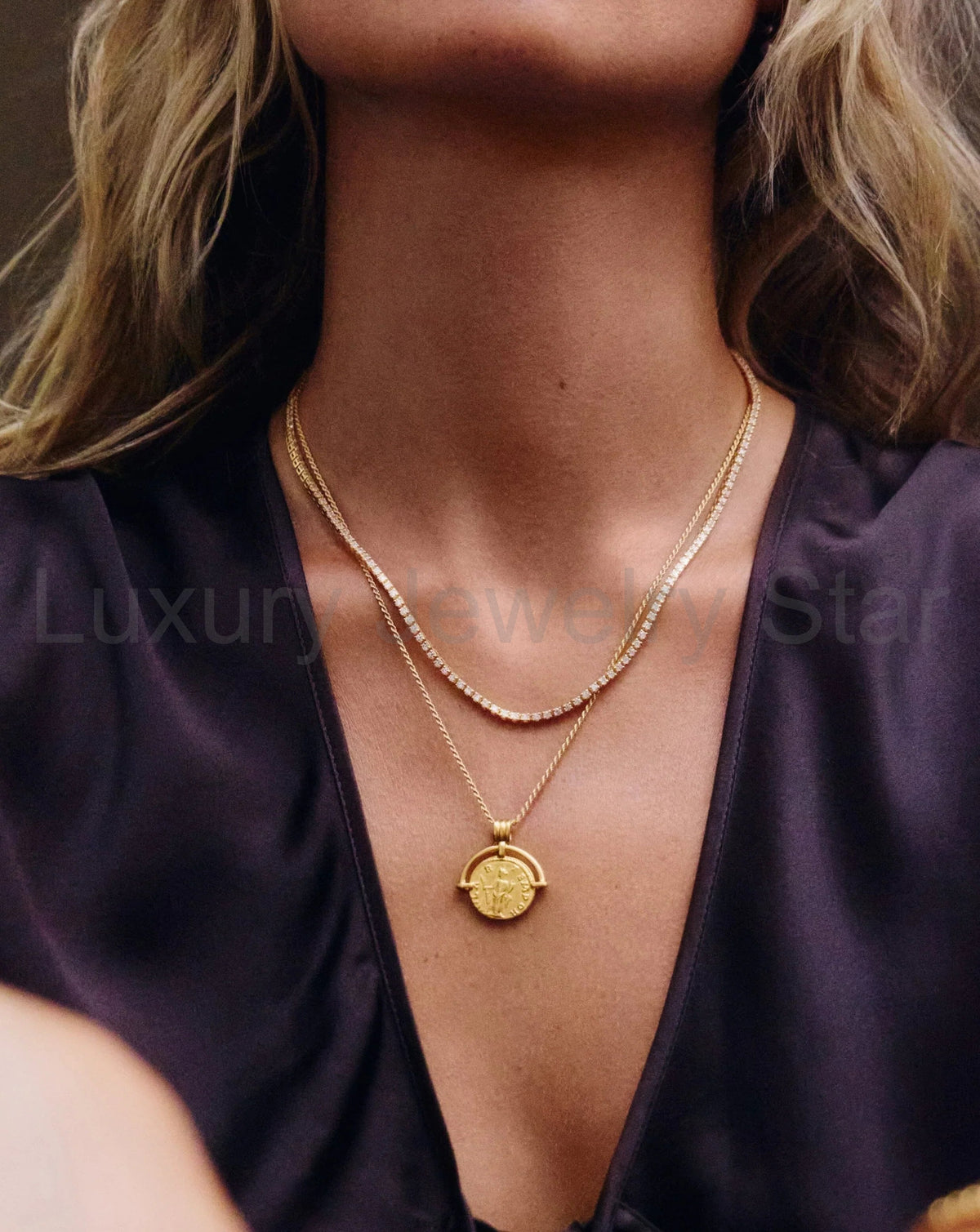 18K Gold Vermeil Classic Tennis Necklace - image 6