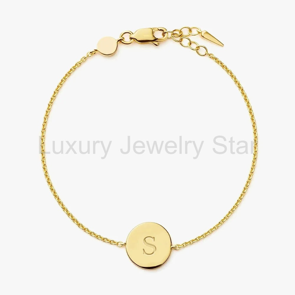 18K Gold Plated Vermeil Engravable Round Bracelet