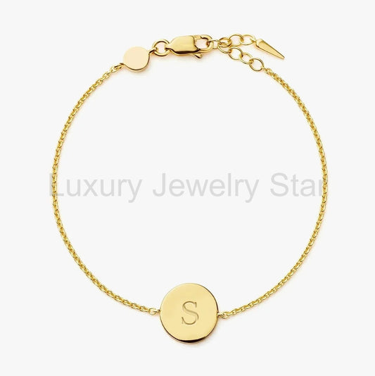 18K Gold Plated Vermeil Engravable Round Bracelet