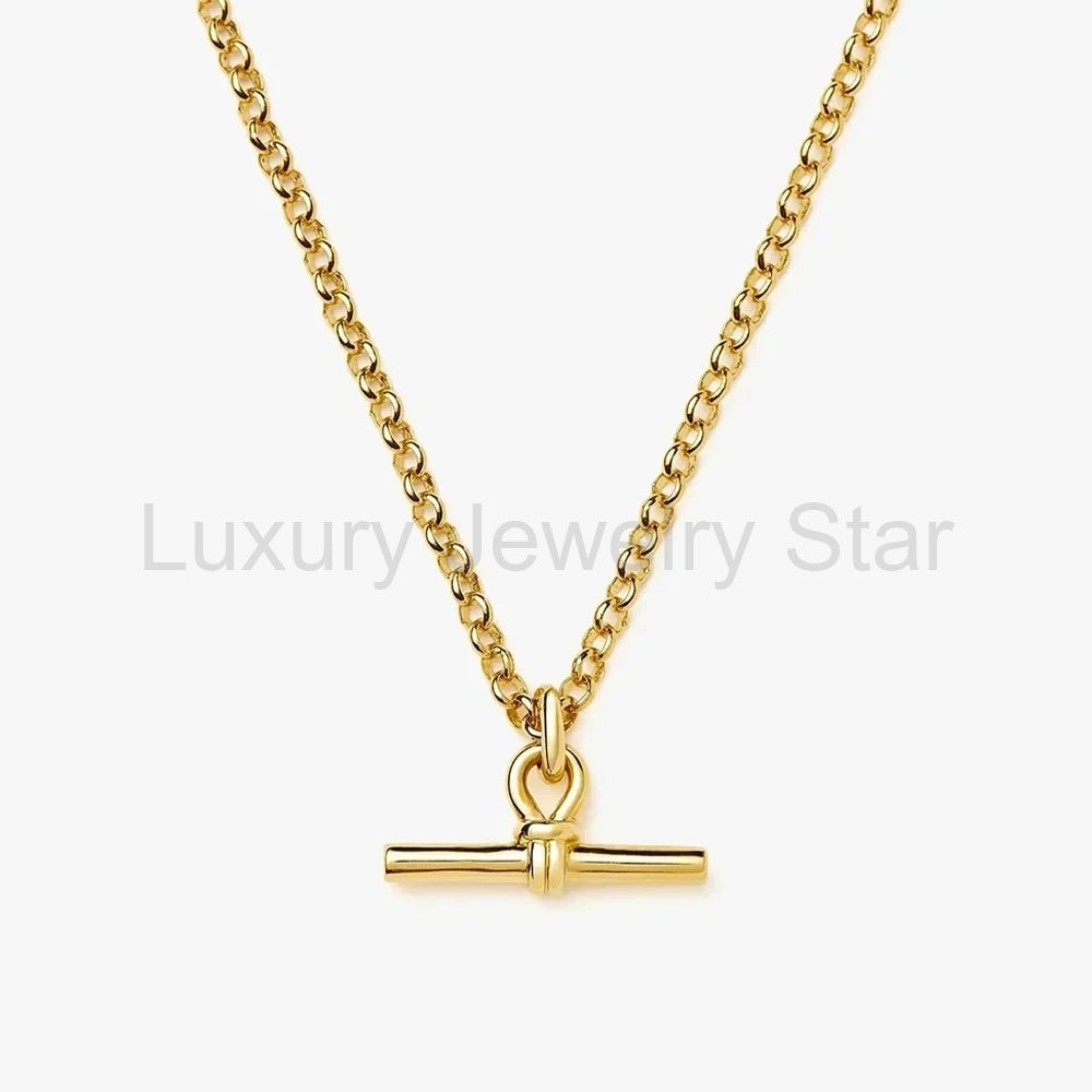 The T-Bar Link | Yellow Gold Plated Chunky Silver Chain Necklace