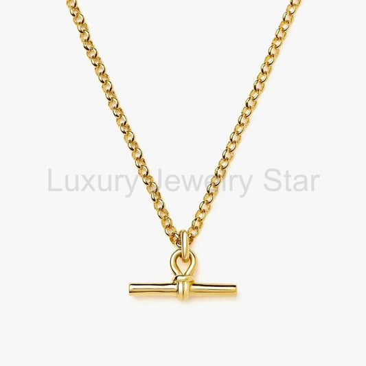 The T-Bar Link | Yellow Gold Plated Chunky Silver Chain Necklace