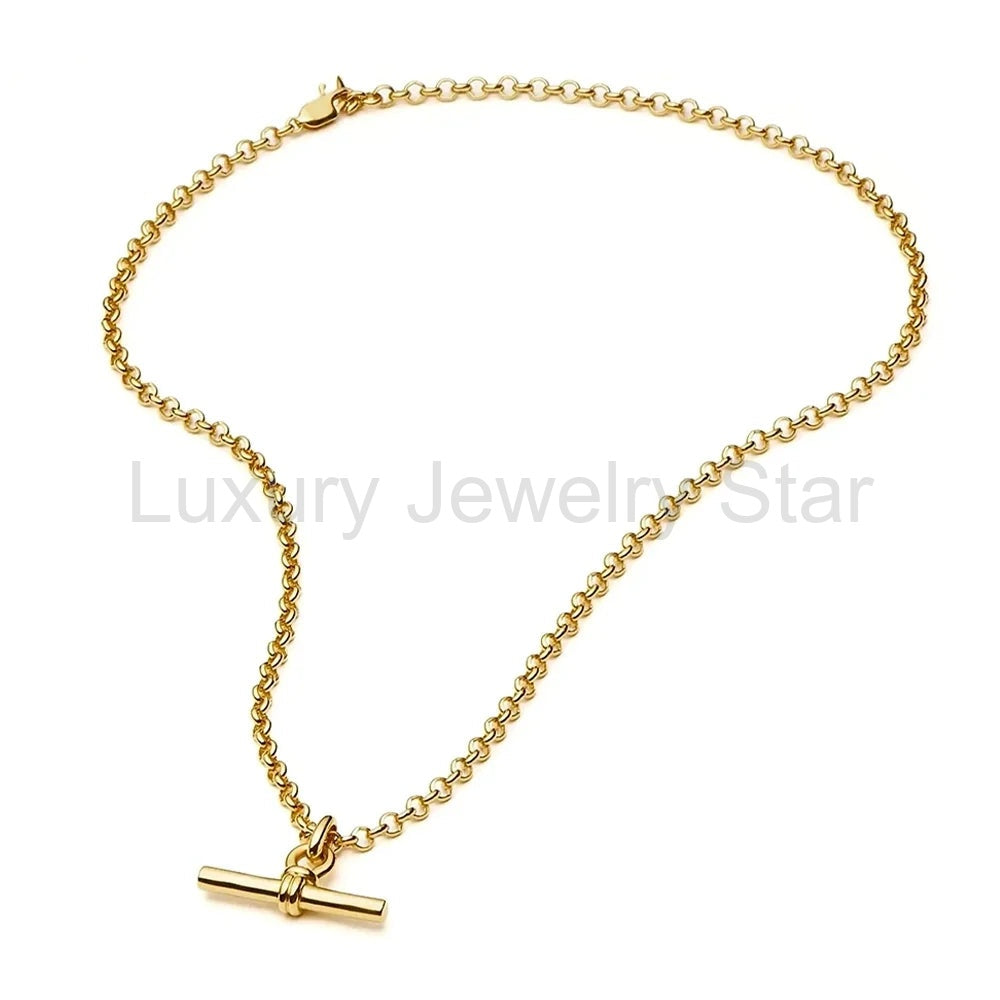The T-Bar Link | Yellow Gold Plated Chunky Silver Chain Necklace - image 5