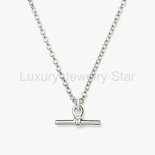 The T-Bar Link | White Gold Plated Chunky Silver Chain Necklace
