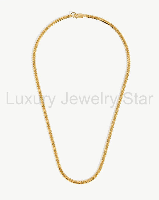 18K Gold Vermeil Mens Round Cuba Chain Necklace