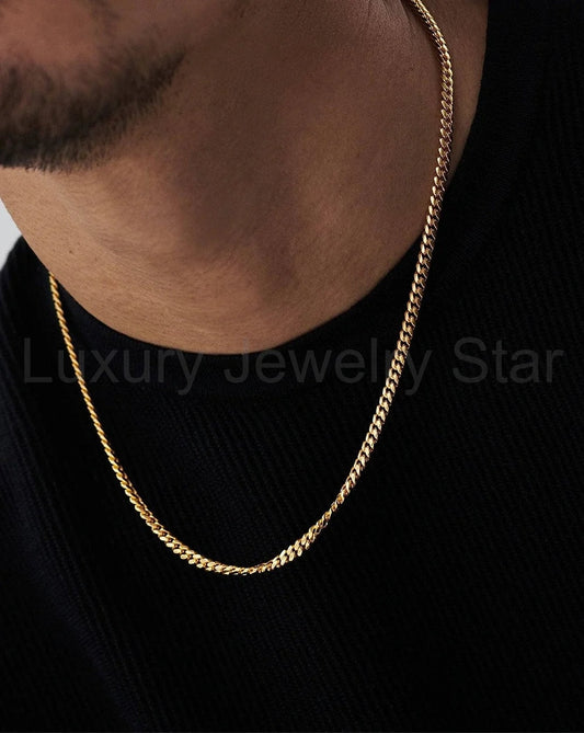 18K Gold Vermeil Mens Round Cuba Chain Necklace - image 2