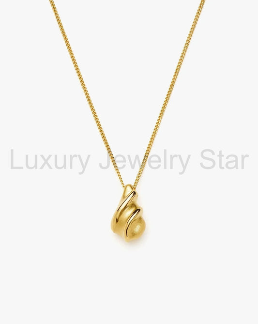 18K Gold Vermeil Savi Ridge Droplet Pendant Necklace