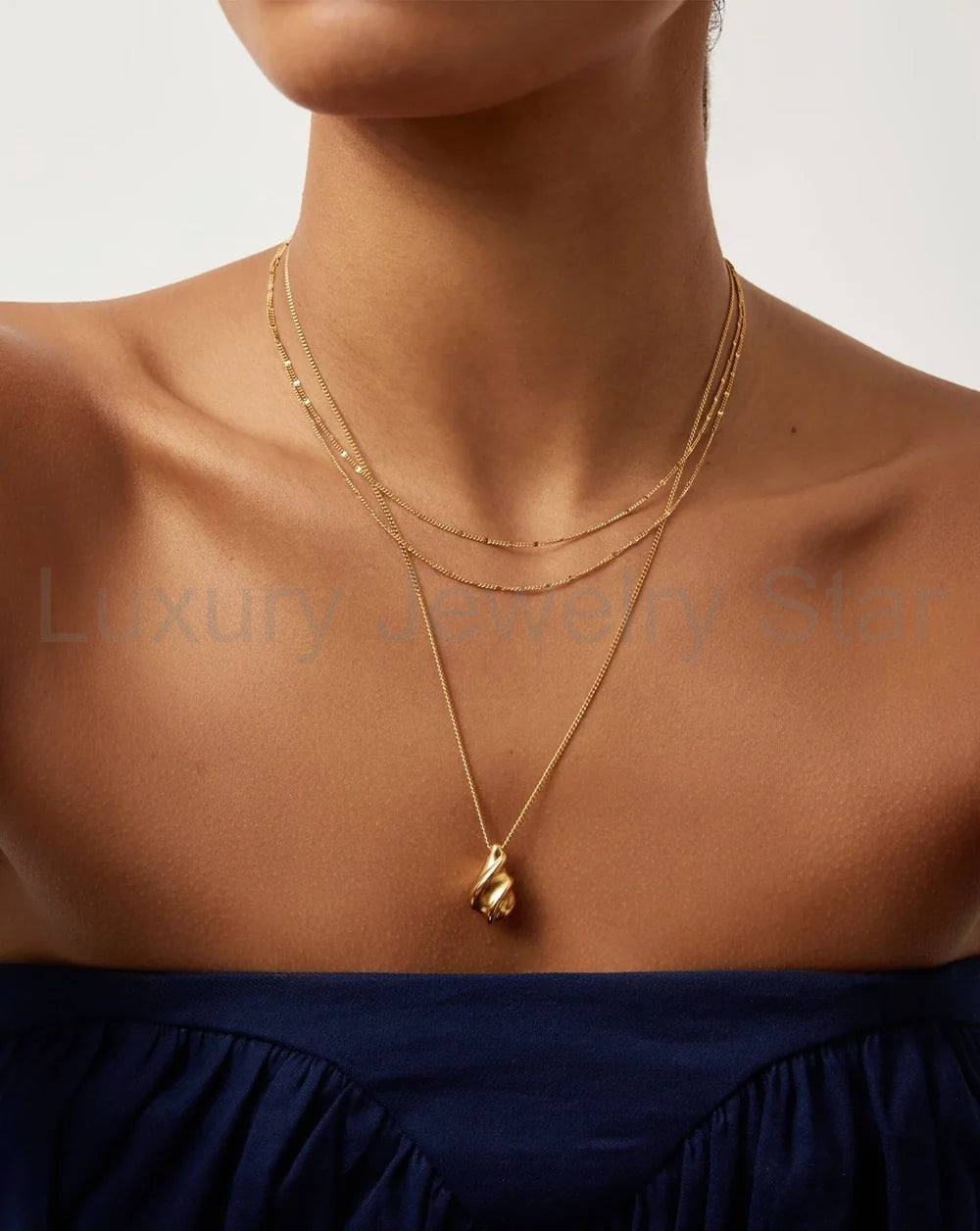 18K Gold Vermeil Savi Ridge Droplet Pendant Necklace - image 2