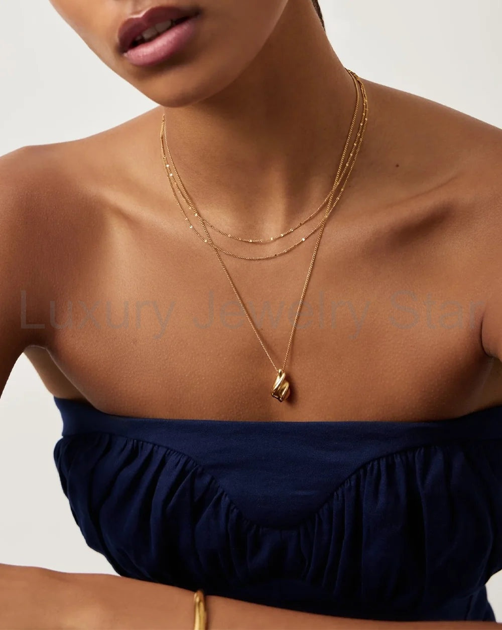 18K Gold Vermeil Savi Ridge Droplet Pendant Necklace - image 5