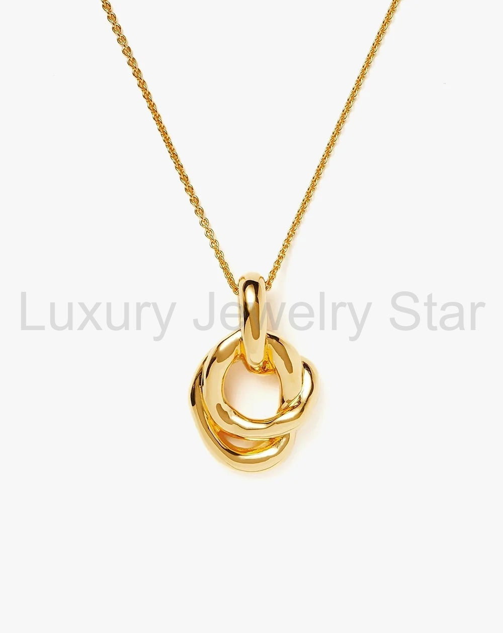 18K Gold Vermeil Molten Twisted Double Pendant Necklace
