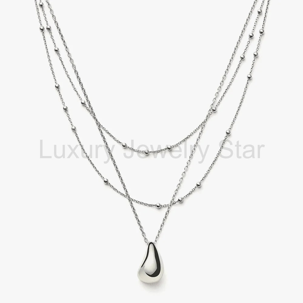 Savi Droplet Pendant & Double Necklace Set | Sterling Silver