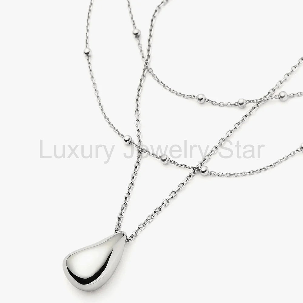 Savi Droplet Pendant & Double Necklace Set | Sterling Silver - image 3