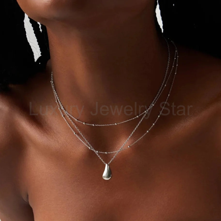 Savi Droplet Pendant & Double Necklace Set | Sterling Silver - image 5