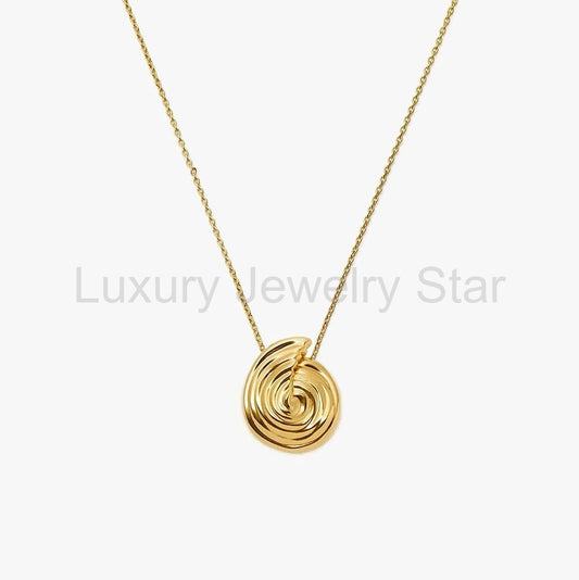 18K Gold Vermeil Spiral Large Pendant Necklace