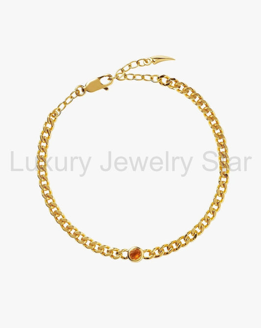 November Birthstone Chain Bracelet | 18K Gold Plated Vermeil/Citrine