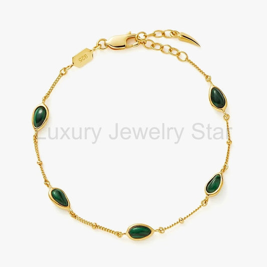 18K Gold Vermeil Magma Gemstone Charm Bracelet