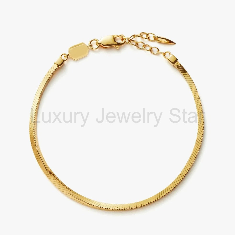 18K Gold Vermeil Square Snake Chain Bracelet