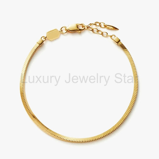 18K Gold Vermeil Square Snake Chain Bracelet