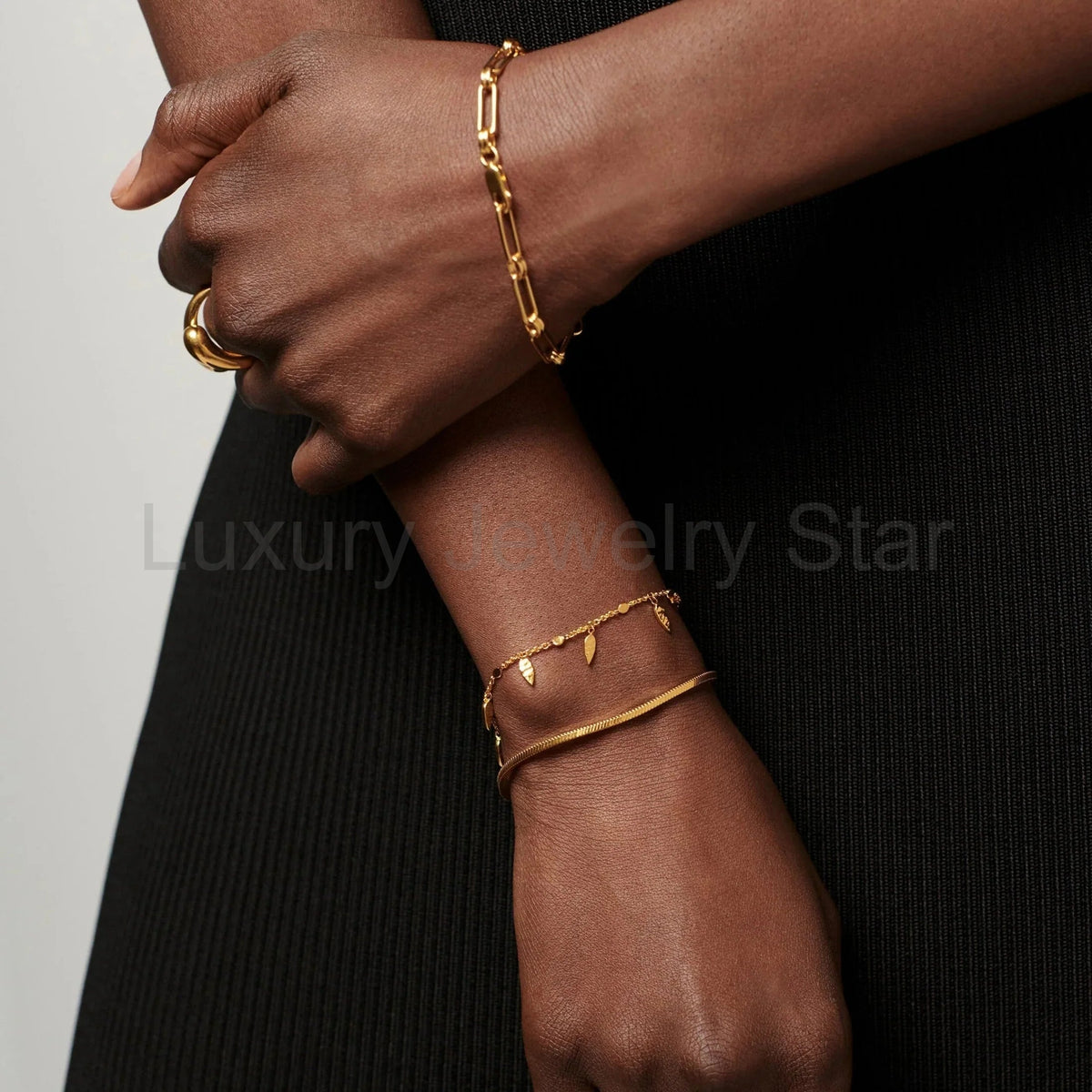 18K Gold Vermeil Square Snake Chain Bracelet