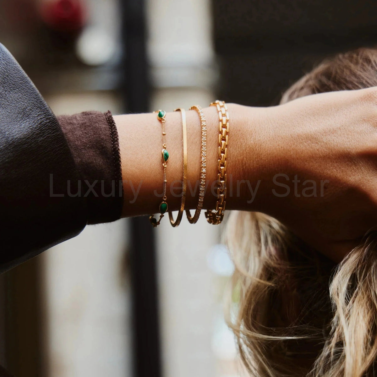 18K Gold Vermeil Square Snake Chain Bracelet