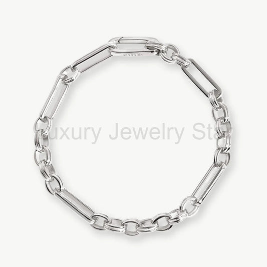 White Gold Plated Silver Axiom Chain Bracelet