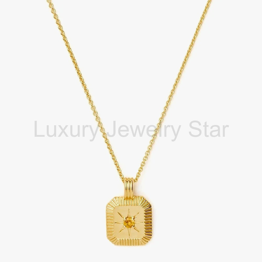 November Birthstone Pendant Necklace | 18K Gold Vermeil/Citrine