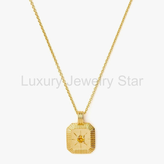 November Birthstone Pendant Necklace | 18K Gold Vermeil/Citrine