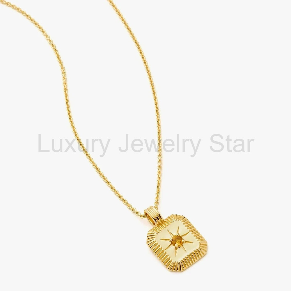 November Birthstone Pendant Necklace | 18K Gold Vermeil/Citrine - image 3